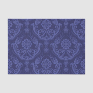 Seda Papel de parede floral azul luxuoso do damasco