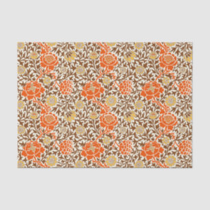 Seda Papel de parede floral jacobão, laranja, castanho