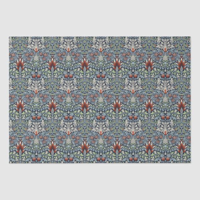 Seda Papel de Parede Floral Morris Navy Blue Snakeshead (Frente )