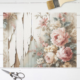 Seda Papel de Parede Floral Rústico Shabby Decoupage