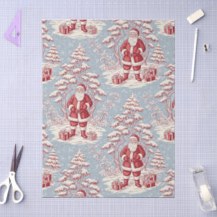 Seda Papel de parede vermelho e azul de Papai Noel Chin