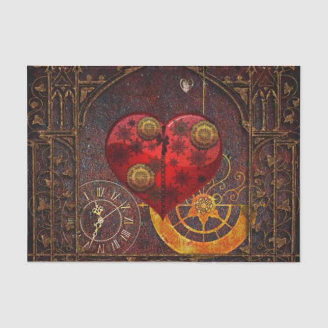 Seda Papel de parede Vintage Steampunk Hearts (Frente )