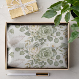 Seda Papel de presente de casamento floral dourado em v