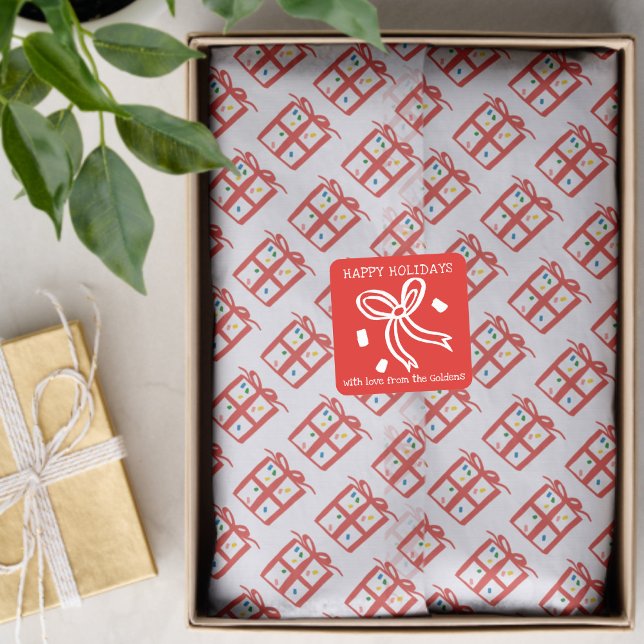 Seda Papel de Presente de Natal CHRISTMAS Férias Vermel (Xmas Gift Doodle CHRISTMAS Holiday Red White Hand-drawn Tissue Paper
)