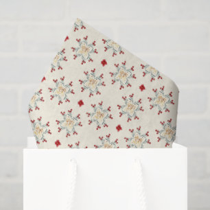Seda Papel de Presente de Natal com Estrela Floral Vint