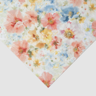 Seda Papel de Presente Floral Boho Aquarela Suave Flor 
