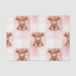 Seda Papel de Presente Vaca das Terras Altas Xadrez Ros