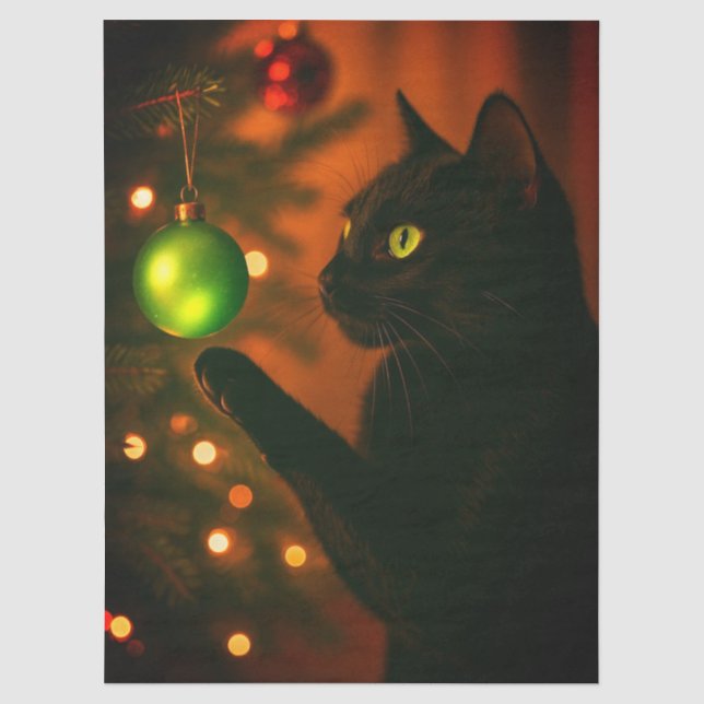 Seda Papel de seda/artesanal do Gato de Natal (Frente )