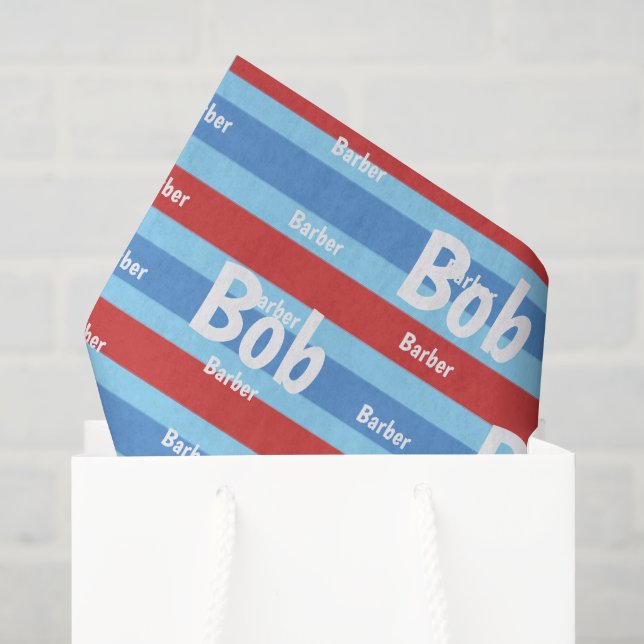 Seda Papel de Seda, Barbearia Barbeiro Vermelho Branco  (Sacola de presentes)