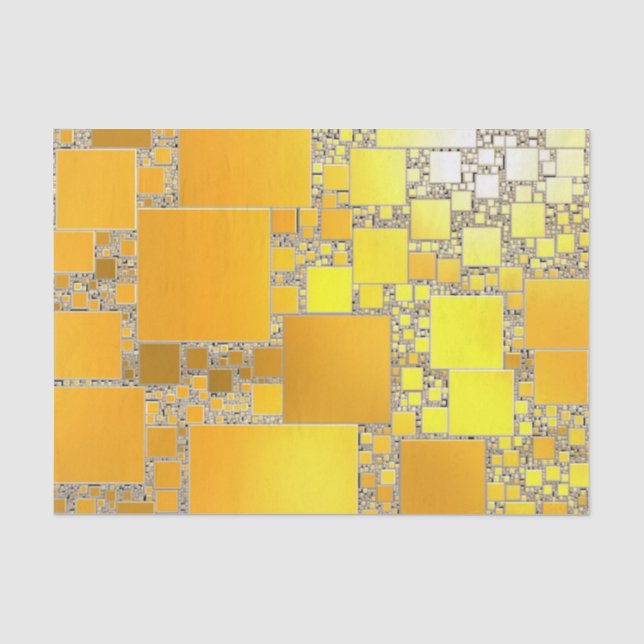 Seda Papel de Tecido Amarelo e Laranja Esquadrado (Frente )