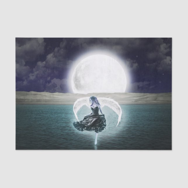 Seda Papel de tecido angel da lua gótico (Frente )