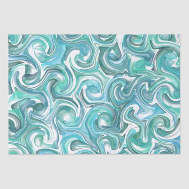 Seda Papel de Tecido Aqua Swirl (Frente )
