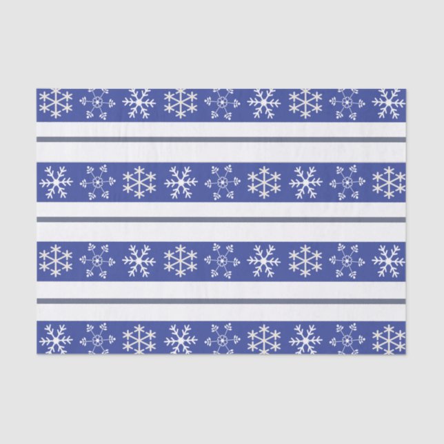 Seda Papel de Tecido Azul e Branco em Floco de Neve (Frente )