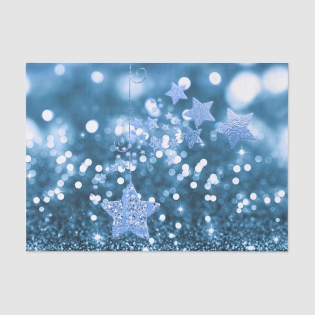 Seda Papel de Tecido Azul Falsiforme e Estrelas (Frente )