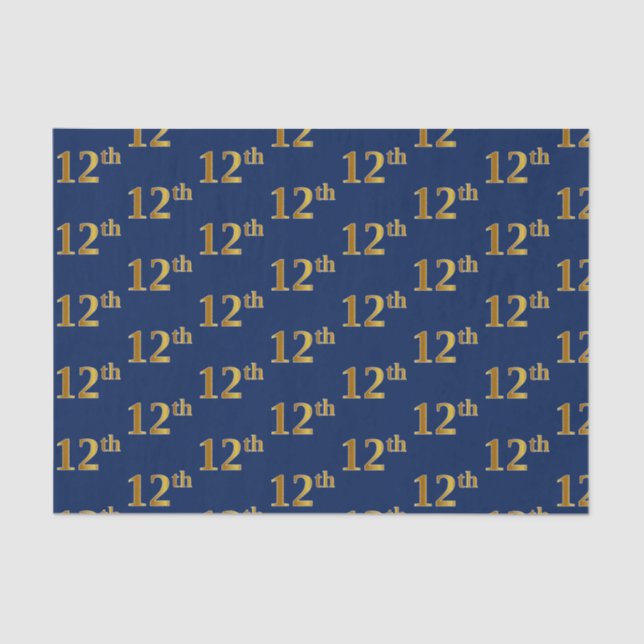Seda Papel de Tecido Azul, Faux Dourado 12 (12.º) (Frente )