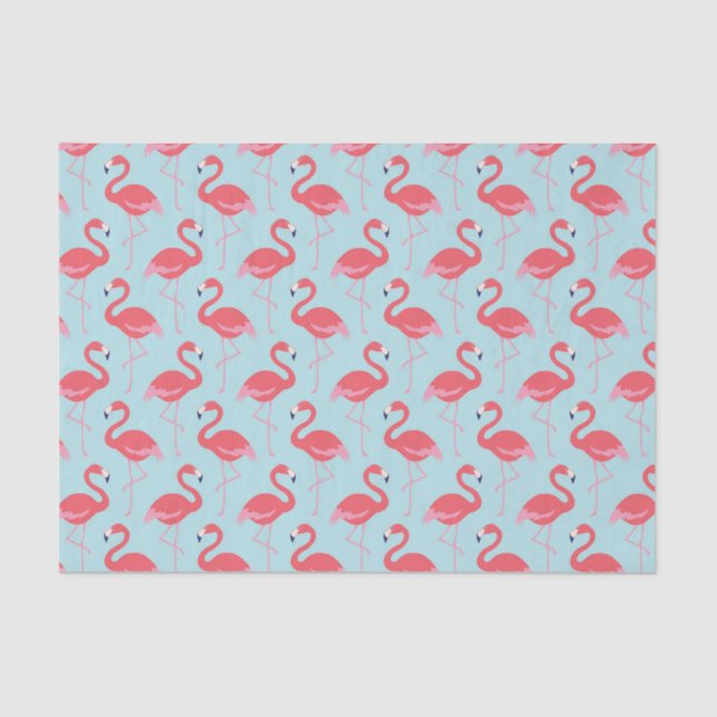 Seda Papel de tecido azul-padrão rosa flamingo (Frente )