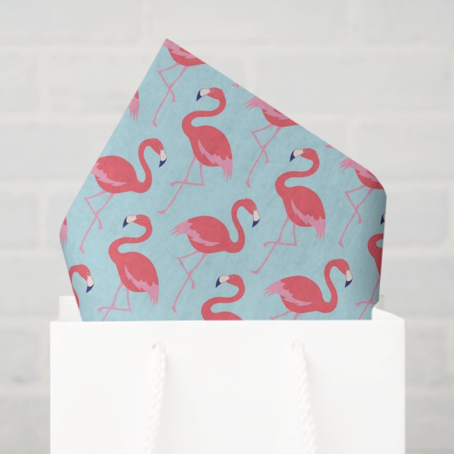 Seda Papel de tecido azul-padrão rosa flamingo (Sacola de presentes)