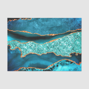 Seda Papel de Tecido Azul Verde Dourado Brilho Aqua Tur