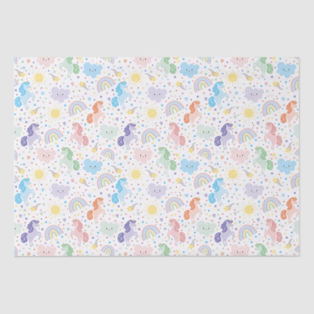 Seda Papel de Tecido Bonito Personalizado dos Unicórnio (Frente )