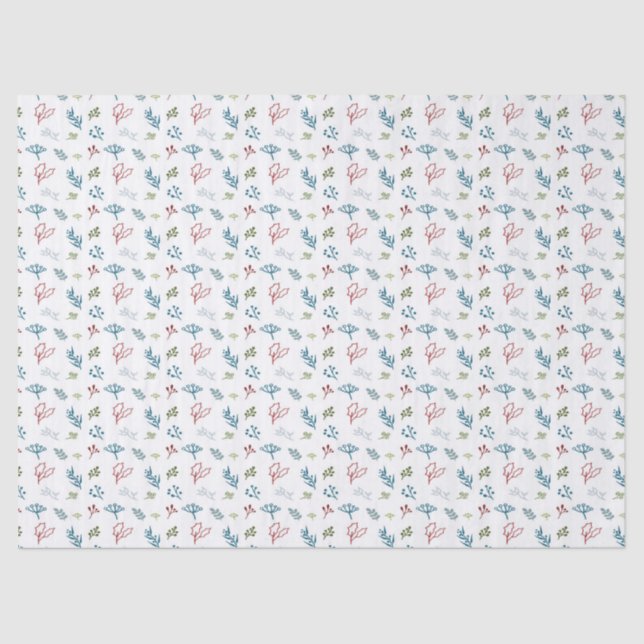 Seda Papel de Tecido Botânico de Natal Desencriptado (Frente )