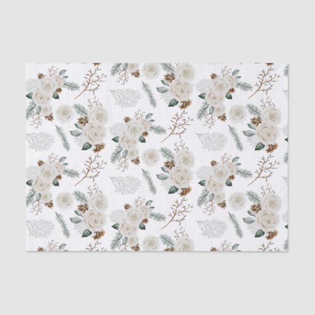 Seda Papel de Tecido Botânico Floral (Frente )