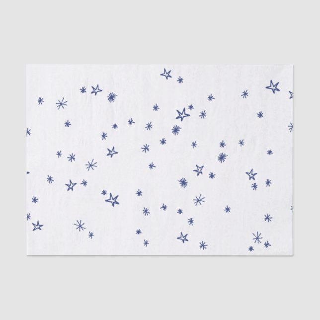 Seda Papel de Tecido Branco Azul Brilhante Pequeno (Frente )