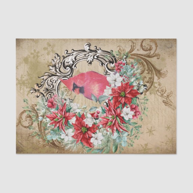 Seda Papel de Tecido Cardinho de Natal (Frente )