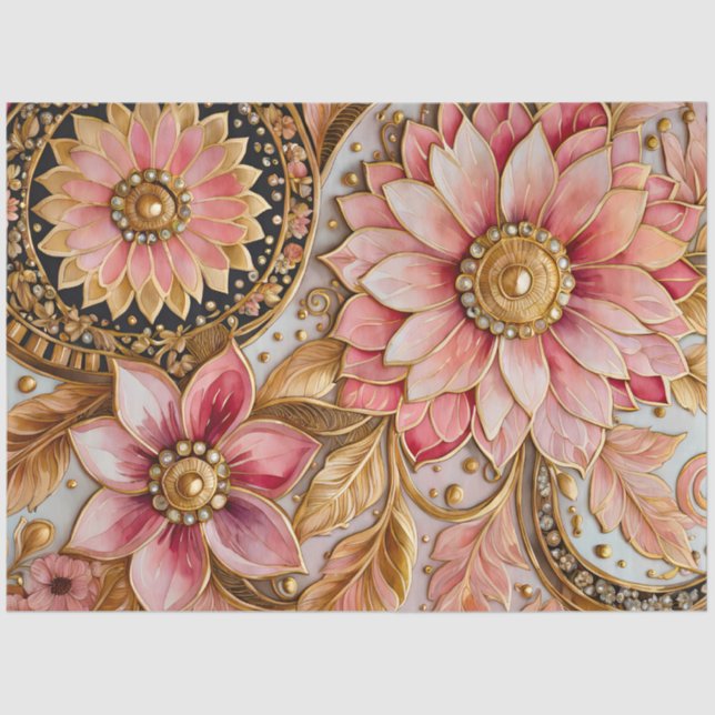 Seda Papel de Tecido Colorido Bizantino de Joias (Frente )