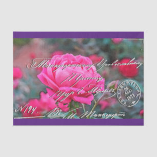 Seda Papel de Tecido com Cartão-Postal Floral Elegante