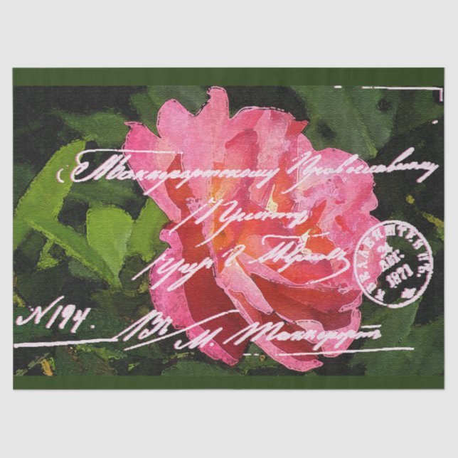 Seda Papel de Tecido com Cartão-Postal Floral Elegante (Frente )