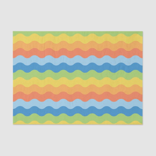 Seda Papel de Tecido com Padrão de Ondas Multicoloridas (Frente )