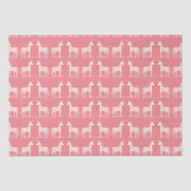 Seda Papel de Tecido Cor-de-Rosa Mágico Unicórnio (Frente )