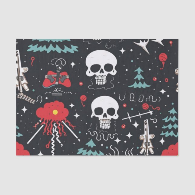 Seda Papel de Tecido Crânio de Natal (Frente )