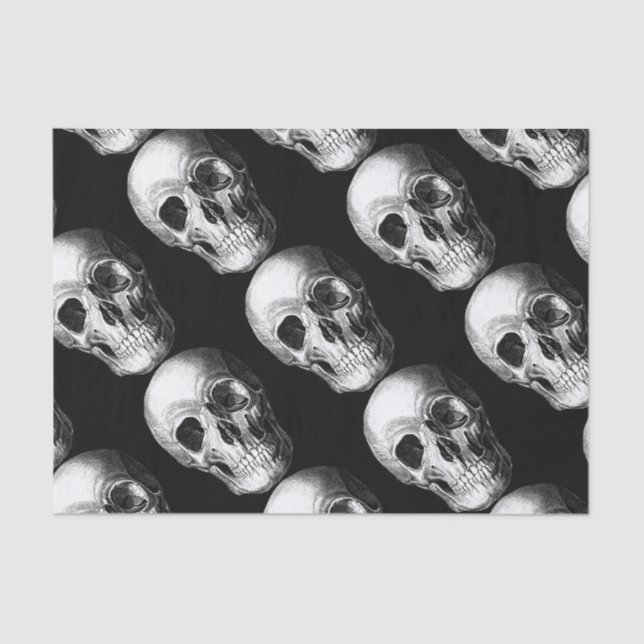 Seda Papel de Tecido Crânio Preto (Frente )