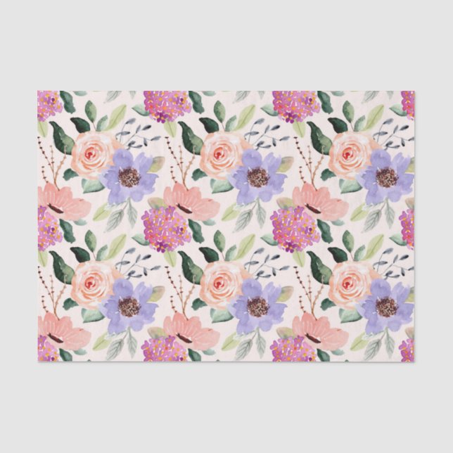 Seda Papel de Tecido das Flores de Aquarela (Frente )