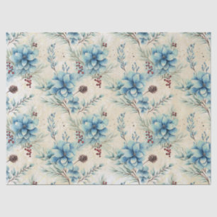Seda Papel de Tecido das Flores de Natal Azul
