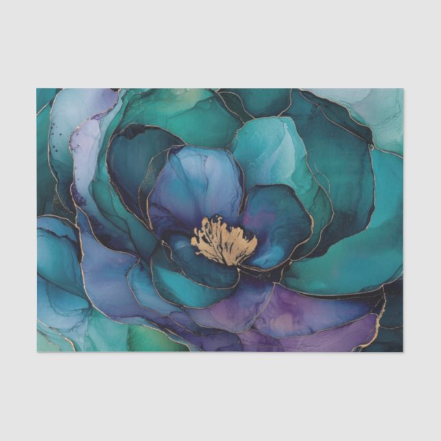 Seda Papel de Tecido das Flores de Tinta (Frente )