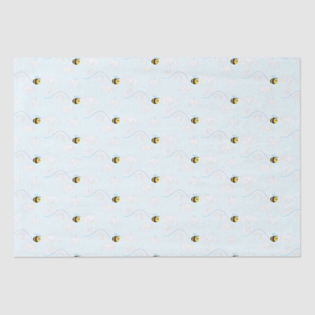 Seda Papel de tecido de abelha feliz e bonito (Frente )