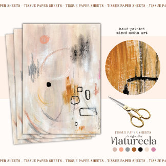 Seda Papel de tecido de abstrato de arte neutro Beige