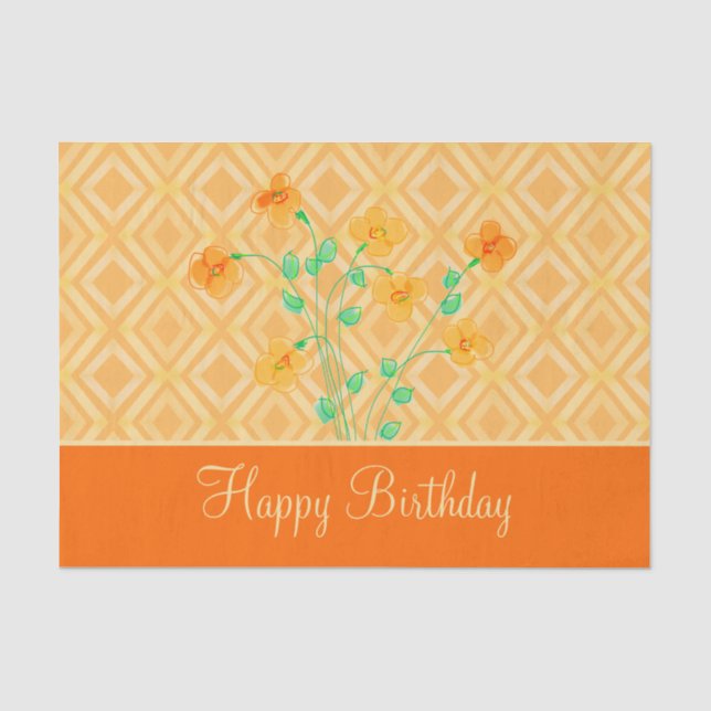 Seda Papel de Tecido de Aniversário Flor Laranja (Frente )