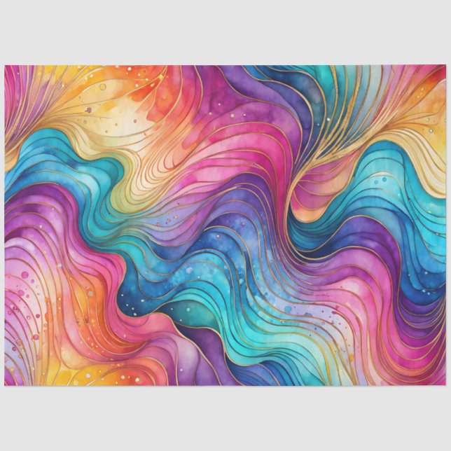 Seda Papel de tecido de arte colorido de tinta Abstrato (Frente )
