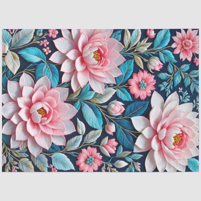 Seda Papel de Tecido de Arte Floral Colorida (Frente )