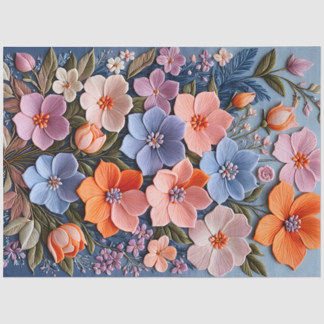 Seda Papel de Tecido de Arte Floral Colorida (Frente )