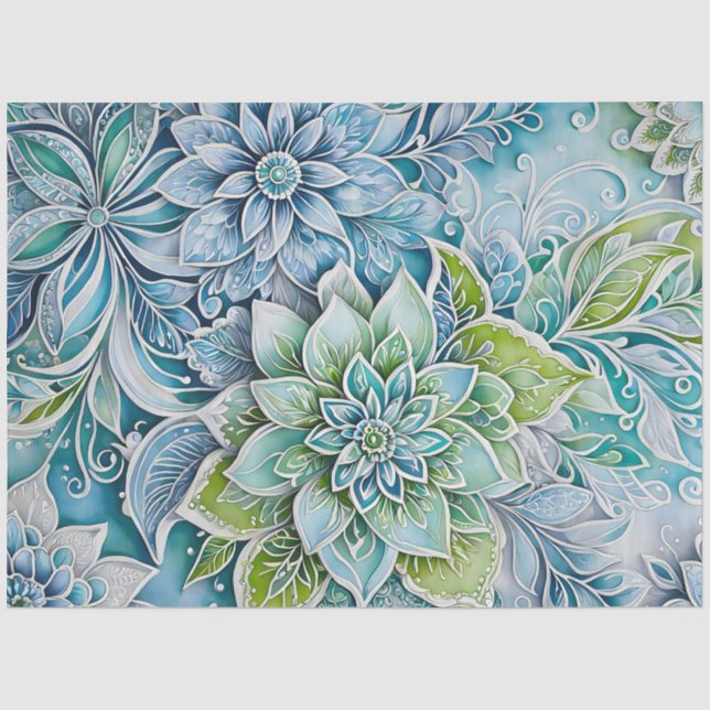 Seda Papel De Tecido De Arte Floral Colorida (Frente )