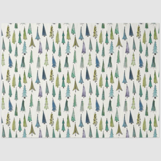 Seda Papel de Tecido de Árvores de Natal Whimsical (Frente )