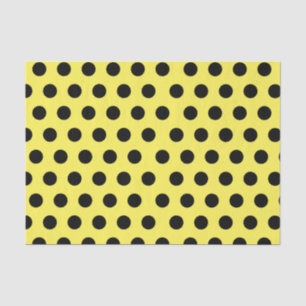 Seda Papel de Tecido de Bolinhas Média Preto e Amarelo