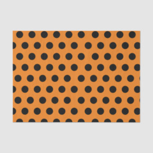 Seda Papel de Tecido de Bolinhas Médio Preto e Laranja