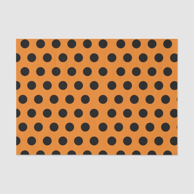 Seda Papel de Tecido de Bolinhas Médio Preto e Laranja (Frente )