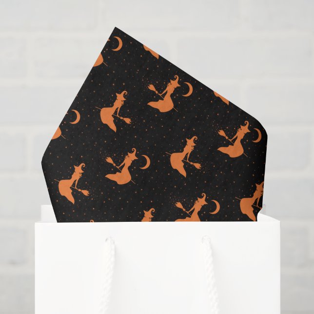 Seda Papel de Tecido de Bruxa Negro e Laranja (Sacola de presentes)