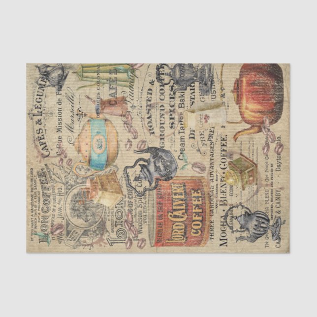Seda Papel de Tecido de Café Vintage (Frente )